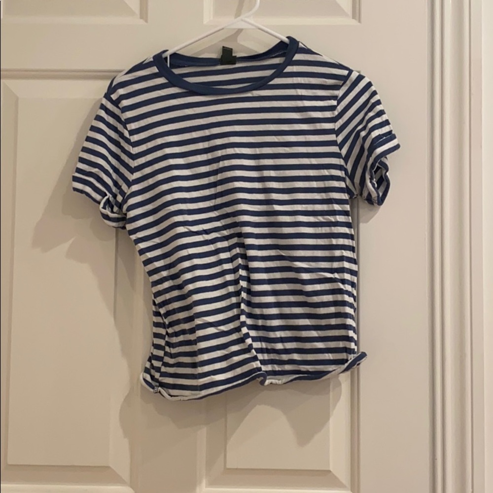 Blue and white striped tee size small